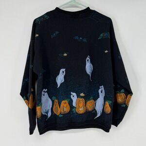 Vintage Artisans Halloween Ghost Spider Bat Pumpkin Bat Sweatshirt Made in USA